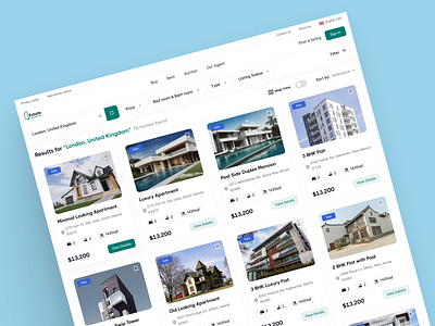 Estate - Search Result Page Design design filter graphic design homepage landing minimal mobile modern responsive result search result ui ux web design