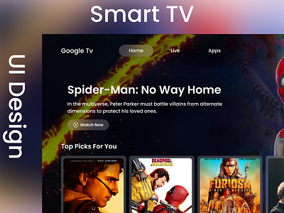 Smart TV Dashboard app ui design google tv smart smart tv tv tv dashboard ui ux