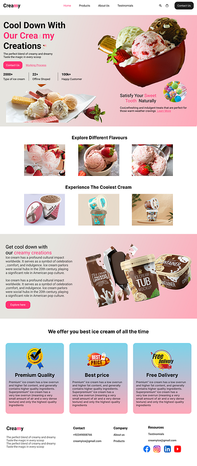 Ice Cream Landing Page icecream ui ux