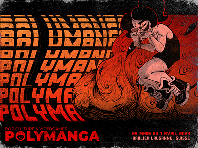 YOKAI COMIC - POLYMANGA Promotion Banner comic convention destroy grunge manga naraton polymanga suisse typography yokai