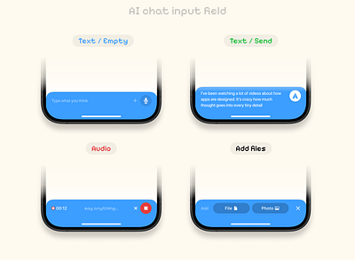 AI chat mobile input add ai chat atach chatgpt files input field photo video
