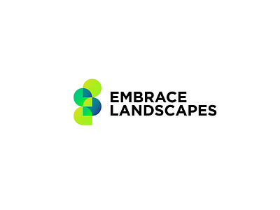 Embrace Landscapes abstract branding design geometrical graphic design green landscaping logo