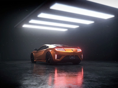 Honda NSX Visualization 3d brutalist car illustration visualization