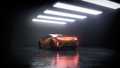 Honda NSX Visualization 3d brutalist car illustration visualization