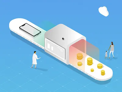 Coinveyor 3d branding digital concept flat design futuristic graphic design isometric design minimalism mobile ui