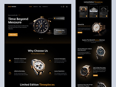 Luxury Watch Website Design creativeui designtrends2024 ecommercedesign landingpagedesign luxurydesign luxurywatches ui uxdesign website design