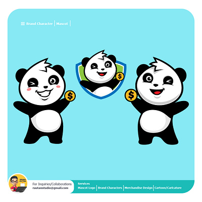 Pandollar branding cartoon character cute design funny graphic design illustration logo mascot vector