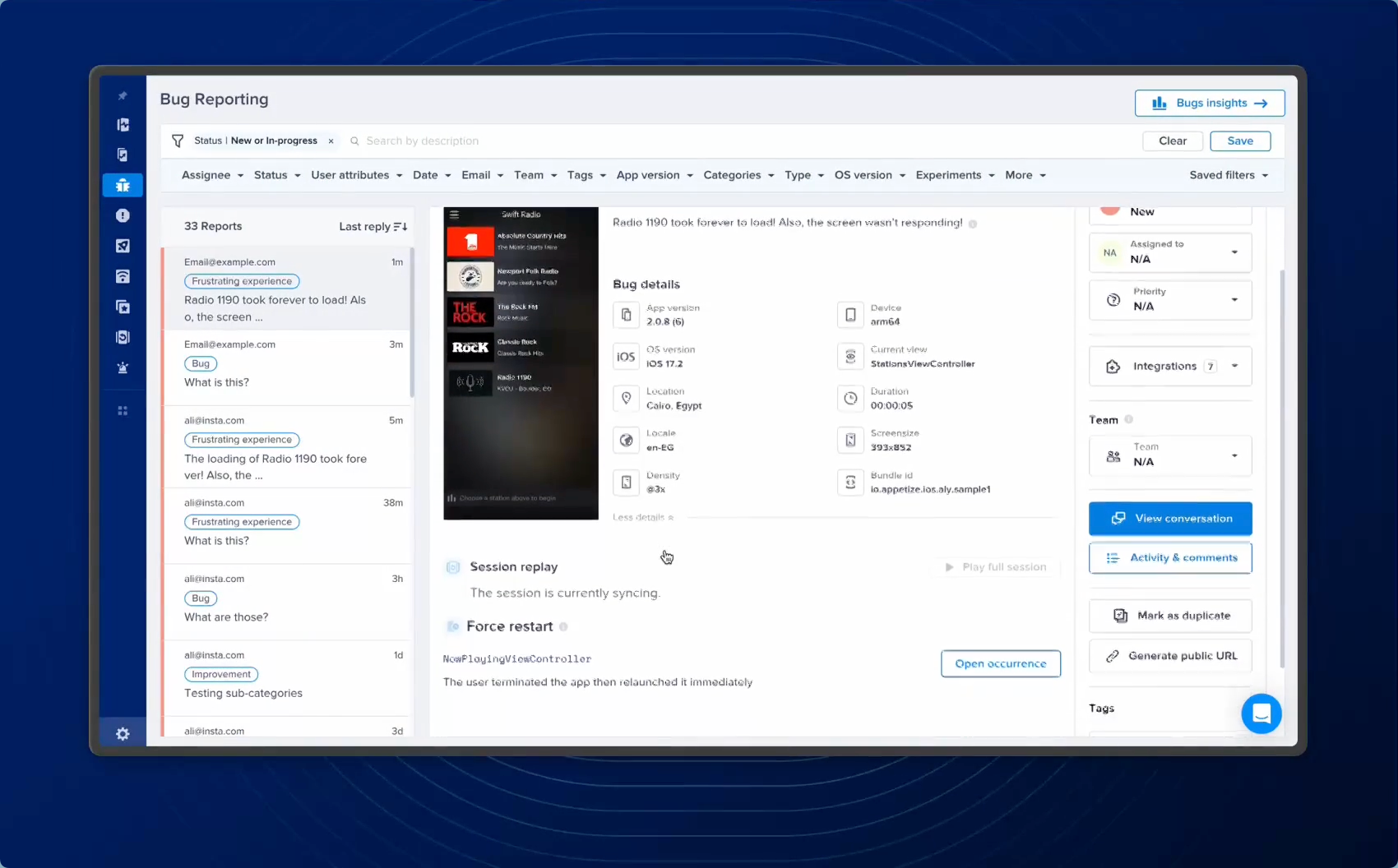 Proactive Reporting in instabug bug reporting crash reporting experience force restart frustrating frustrating experience occurrence proactive reporting