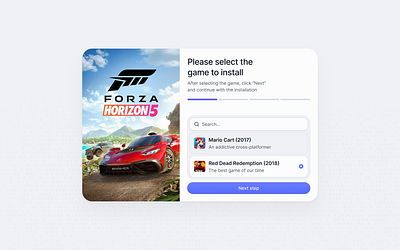 Game Installer app choose design figma game games installer interface minimal product ui whitetheme