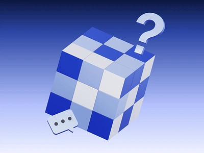 3D Rubik's cube 3d 3d animation 3d icons 3d illustration animation blender blue cube icons illustration motion graphics puzzle question mark rubiks cube