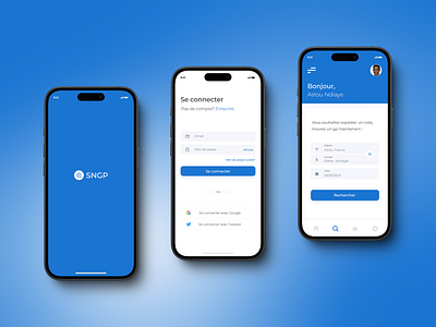 SNGP mobile app app blue ios iphone login mobile mockup shipping ui uiux design ux