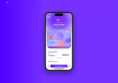 Animated card swipe interaction for payment methods. blockchain crypto design ui ux web3