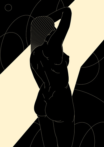 She is... abstract composition cut out design dual meaning exploring figure figure illustration illustration laconic lines minimal naked pose poster print print illustration sexuality sexy