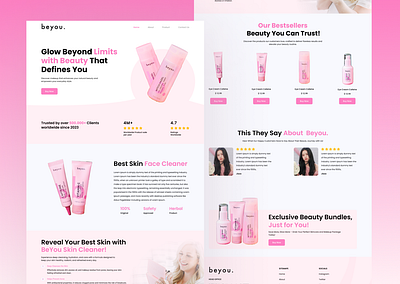 Landing Page - beyou Shop design e commerce figma landing page minimalist shop skincare ui uiux ux web design