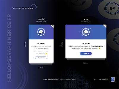 Coming Soon Page brand branding coming soon page graphic design illustration illustrator ai photoshop psd planet animation 3d proxima nova fonts family senrior designer seraphinbrice.fr signature stamp typo typography ui ux design ui ux designer very soon