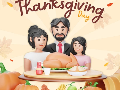 Happy Thanksgiving Day 2024 3d branding design graphic design illustration ui