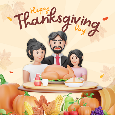 Happy Thanksgiving Day 2024 3d branding design graphic design illustration ui