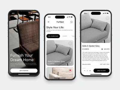 Furniture Store Mobile App app buy chart clean design fireart furniture ios sofa store ui ux