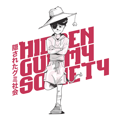 Hidden Gummy Society anime cartoon character design illustration manga pen drawing typography vector