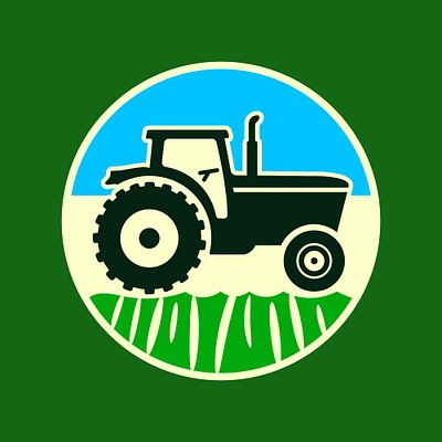 Modern Farm Logo with Tractor Illustration symbol