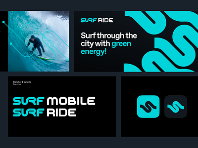 Surf Branding bike branding brand book branding dark mode app design desktop illustration landing logo logo design scooter surf app surf ride typography ui design uidesign