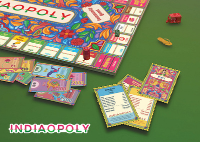 Indiaopoly : Monopoly Redesign 3d board game branding card custom game design graphic design indian truck monopoly packaging redesign