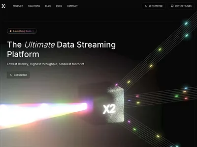 AlgoX2 Hero | Three.js + Shaders 3d automatization box computer dark landing light platform rainbow saas server streaming website