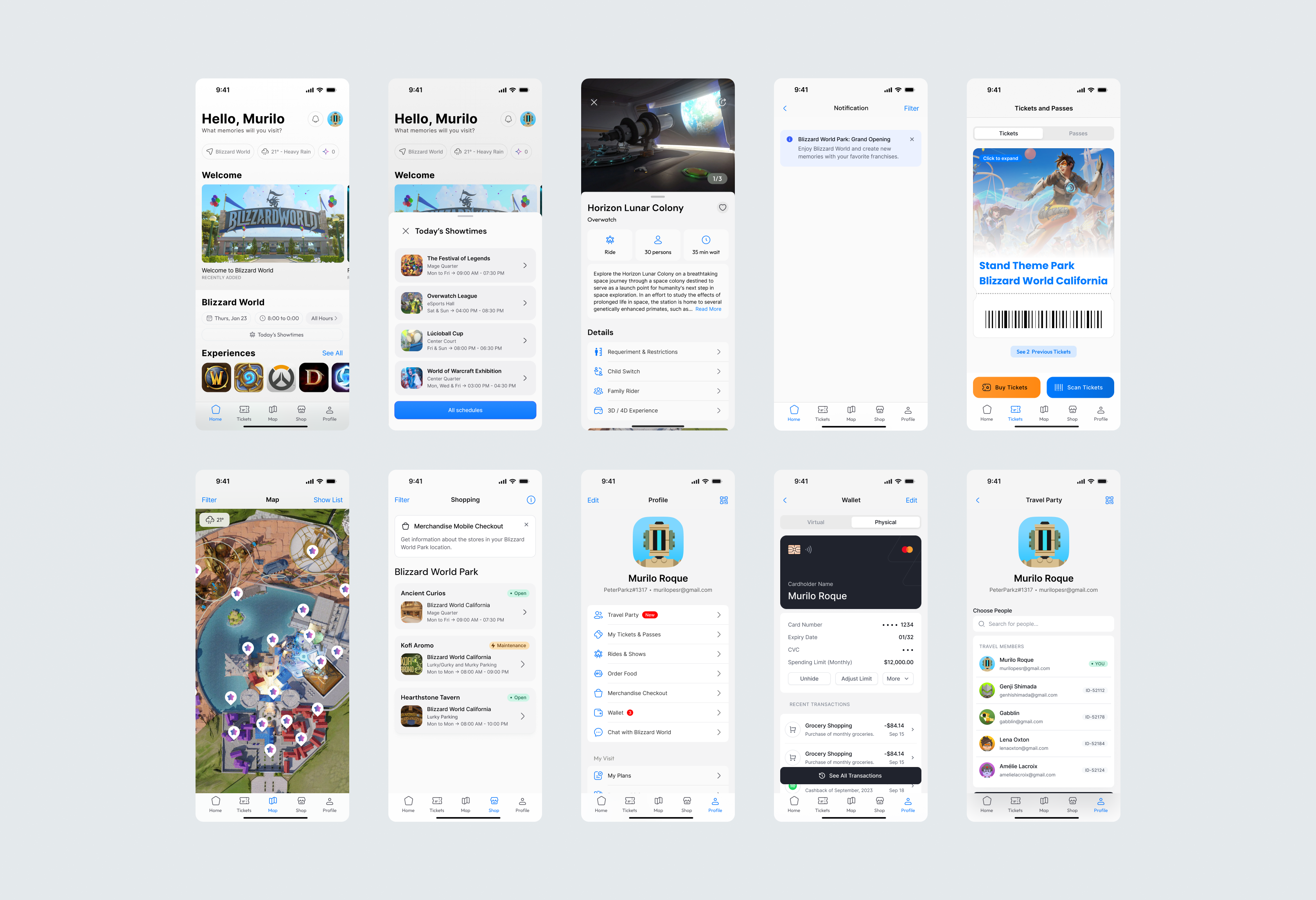 Blizzard World Park app app games blizzard blizzard world branding case figma game app gamer app games mobile app overwatch park product design theme park ui design ux design videogames visual design world of warcraft