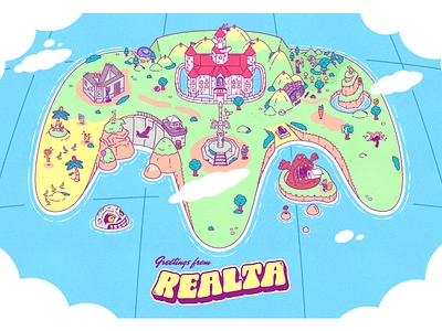 Greetings from Realta art gaming greetings from illustration illustrator island map nintendo photoshop retrogaming vector videogames