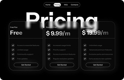 Subscription Pricing Page black pricing subscription ui uiux