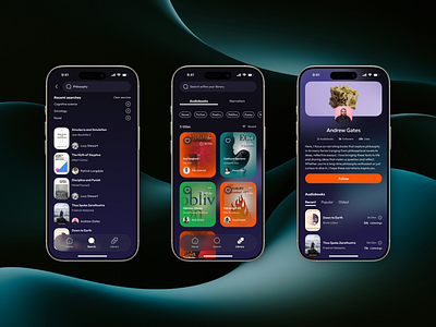 Spokenly app design (Search, Library and Narrator) dailyui streaming ui