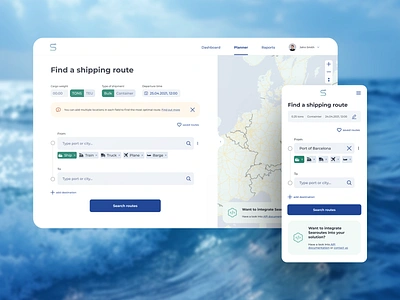 Shipping route barge carbon cargo city concept delivery destination ocean port route routes sea ship shipment tracking train transport truck ui ux