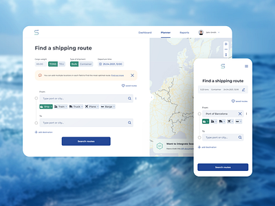 Shipping route barge carbon cargo city concept delivery destination ocean port route routes sea ship shipment tracking train transport truck ui ux