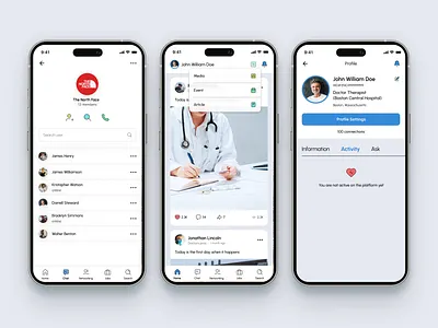 Social network for doctors accurate design app appdesign clean design ui ux