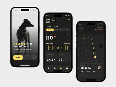 Pro Sense - Pet Care App. branding creative interface design dribbbleshots. dribble portfolio graphic design