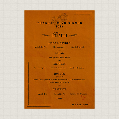 Vintage Style Thanksgiving Menu