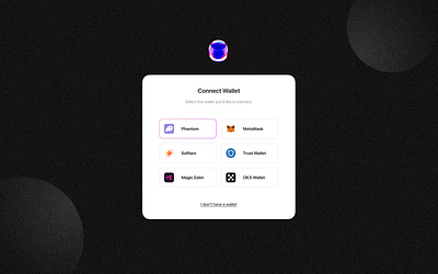 Wallet Connection Page - Light mode app crypto design typography ui ux web3