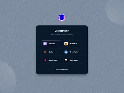 Wallet Connection Page - Dark Mode app crypto design ui ux web3
