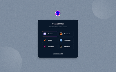 Wallet Connection Page - Dark Mode app crypto design ui ux web3