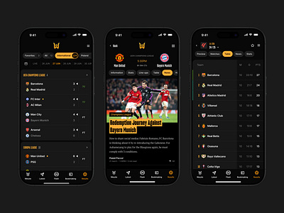 Live Score Mobile Web App app design clean dark mode design fitness football football dashboard live live score match score mobile app responsive dashboard simple sport sport app sport competition table ui ux web