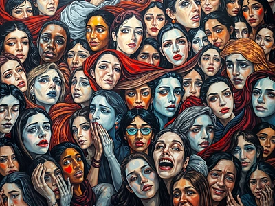 A Crowd of Women in Emotion art colorful colors design digital art digitalart dramatic graphic design illustration