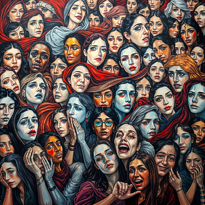 A Crowd of Women in Emotion art colorful colors design digital art dramatic graphic design