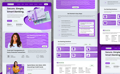 ⚡ AssureCap - Digital Bank Website bank landing page bank website banking solution bestwebdesign digital webpage figma design figma ui design figmadesign modern design uiwebdesign web page design website design