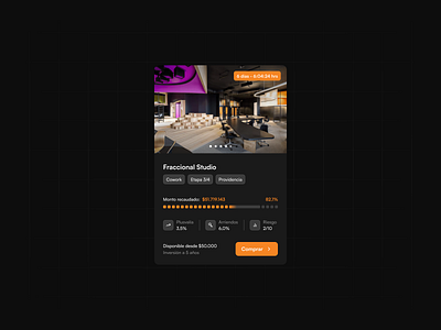 Card Property - Fraccional card dark dark mode design fintech inversiones inversión inmobiliaria investments product product design property propiedades real state ui ux