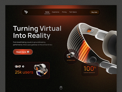 Vision Pro landing page ui 3d landing page ui ui design ui ux vision pro vr design web design website