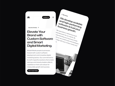 Modern Website Design for a Digital Marketing Agency black and white bold digital marketing marketing agency minimalistic mobile landing page modern website uxui web design