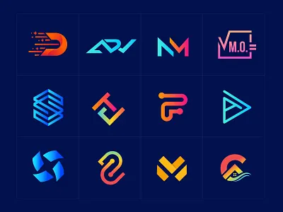 Modern Minimalist Logo Set 2 ad geomatric logo ct logo letter c house logo letter d transport logo letter f tech logo letter m it logo letter s modern logo letter s tech logo math logo nm logo paper document logo w logo