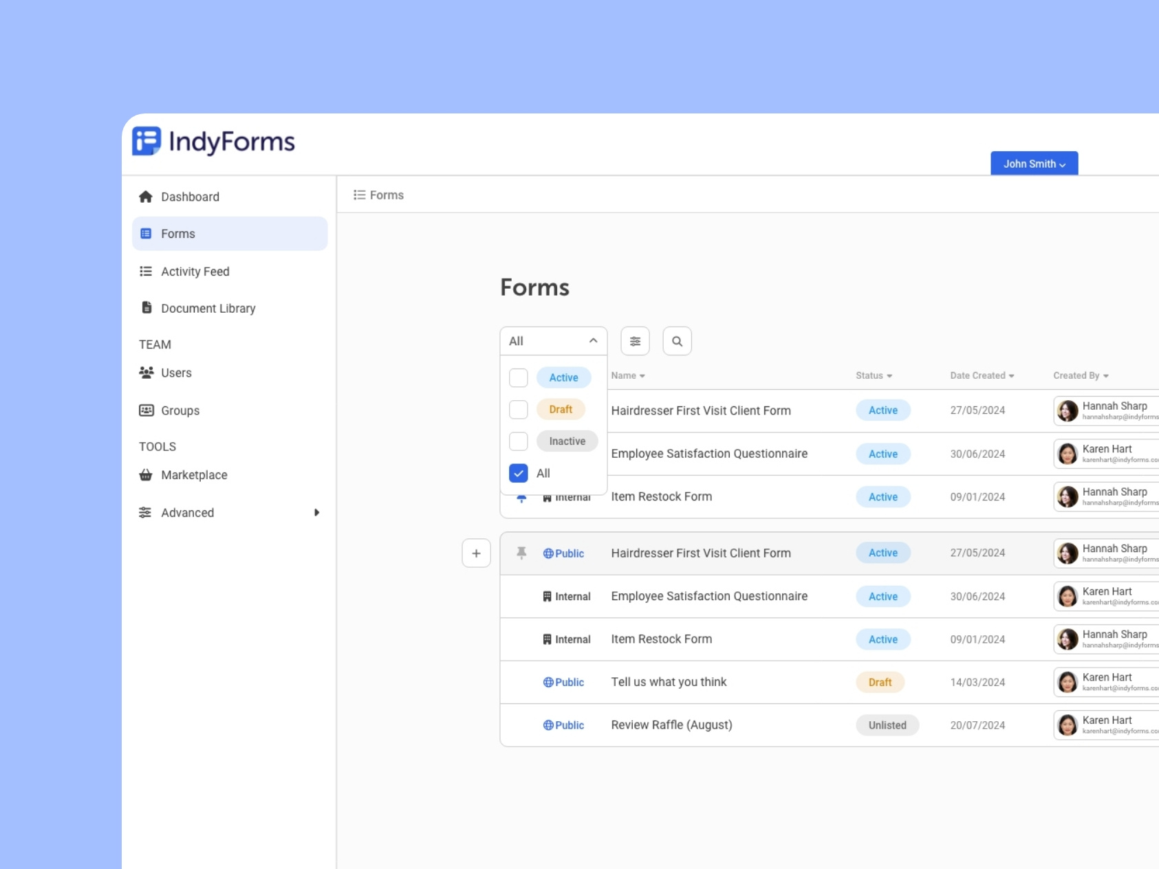 Indyforms UI Refresh branding graphic design process redesign software ui ux