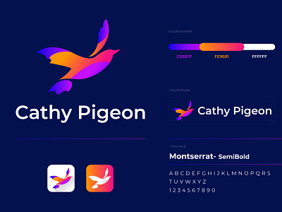 Colorful Pigeon Logo Branding bird logo colorful pigeon logo gradient pigeon pigeon app icon