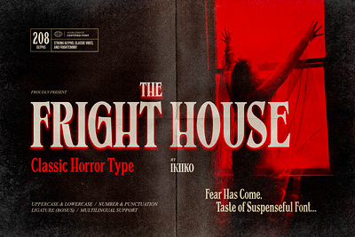 The Fright House - Classic Horror Font 60s font 70s font classic horror font font fonts graphic design horror font movie logo movie title retro horror font thriller movie type typeface typo typogrpahy vintage condensed font vintage serif